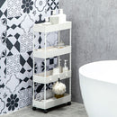 Carrello Cucina a 4 Ripiani 40x19x90 cm con Ganci su Ruote Girevoli in Acciaio e Plastica Bianco      