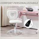 Sedia da Ufficio 45x56x78-88 cm con Schienale a Cuore in Velluto Teddy e Plastica Bianco  