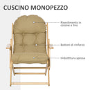 Sedia Pieghevole con Braccioli e Cuscino 71x89x96 cm in Legno di Faggio e Tessuto Marrone 