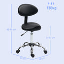 Sgabello Estetista Altezza Regolabile e Seduta Girevole in Finta Pelle Nero    