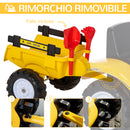 Trattore Ruspa a Pedali per Bambini 163x42x71 cm con Rimorchio Giallo