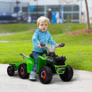 Quad Elettrico per Bambini 6V con Rimorchio Pedale Marce Avanti e Indietro Verde      