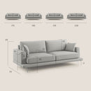 Divano 3 Posti 198x88x93 cm in Tessuto Beige