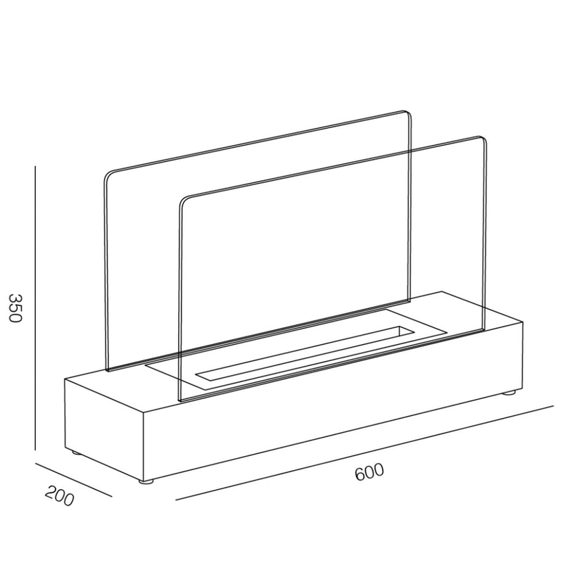Camino a Bioetanolo da Tavolo 60x20x35 cm 2000W 1,5L Mantova Nero 