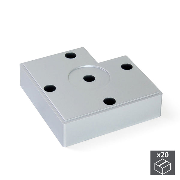 sconto Emuca Kunststofffüße Metallic Grau für Möbel H15 mm 20 Stück