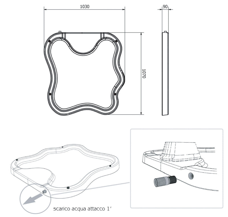 Piatto Doccia da Esterno Giardino in Polietilene HD Arkema Lake Dove Grey
