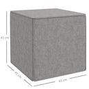 Pouf Poggiapiedi Quadrato  Rivestimento Rimovibile in Tessuto Effetto Lino 41x41x41 cm Grigio Chiaro