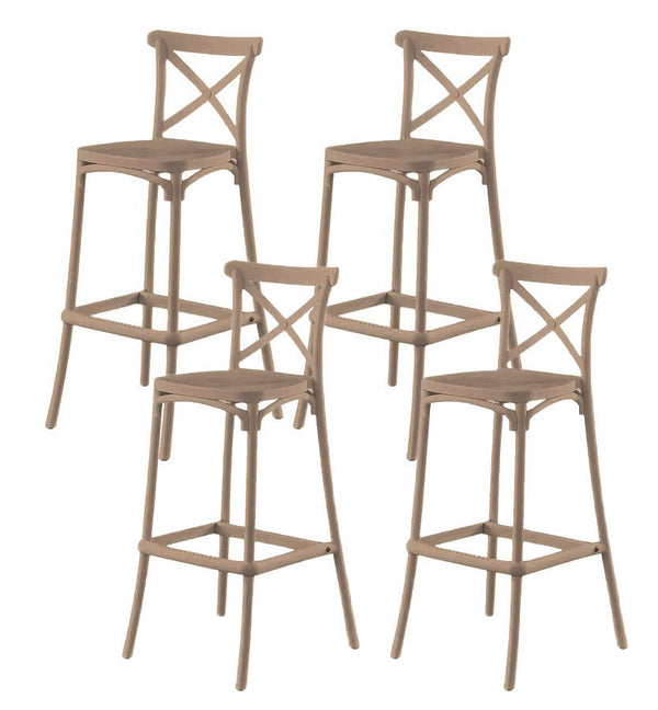 sconto Set 4 Sgabelli 40x36x91 cm in Polipropilene Pompei Tortora