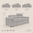 Divano Letto 3 Posti 220x100x95 cm in Tessuto Rosa