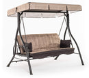 Dondolo 3 Posti da Giardino 198x140x174 cm Schienale Reclinabile per Funzione Letto Zanzibar Beige