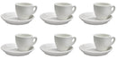 Set 6 Tazzine da Caffè con Piattini in Porcellana Allluminica Kaleidos Aluxina Vesuvio Bianche