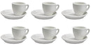 Set 6 Tazzine da Caffè con Piattini in Porcellana Allluminica Kaleidos Aluxina Vesuvio Bianche