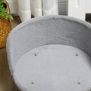 Divano per Cani e Gatti Rotondo con Cuscino in Tessuto di Peluche e Legno Ø40,5x33 cm Grigio