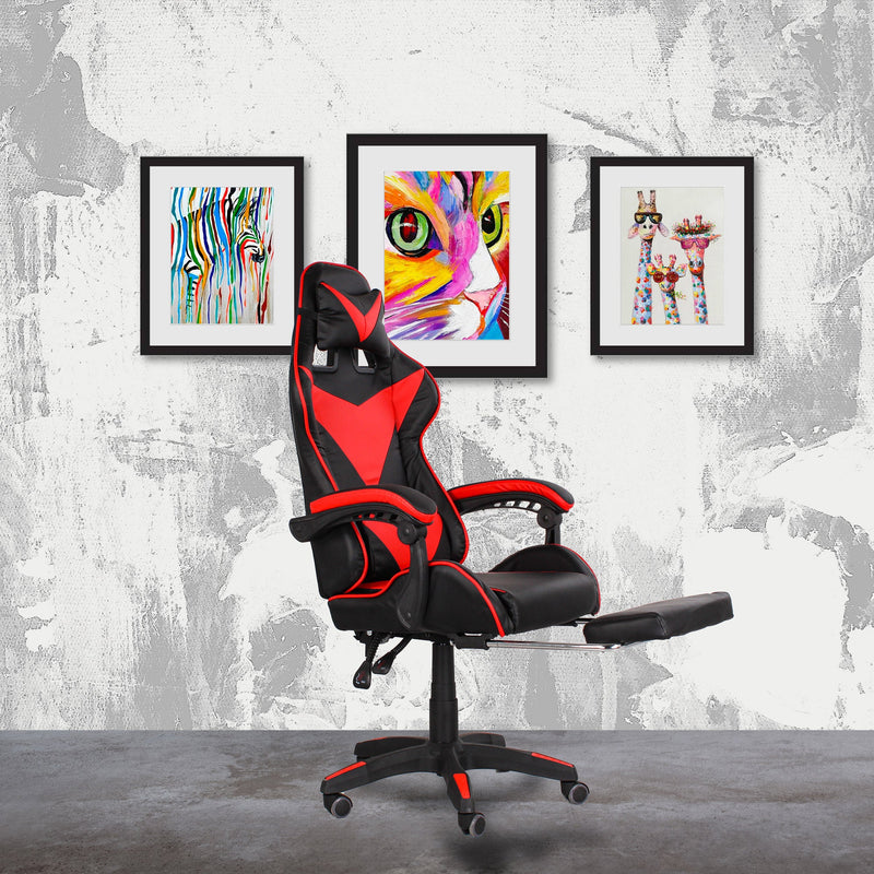 Sedia da Gaming 135x67 cm in PU Rosso e Nero