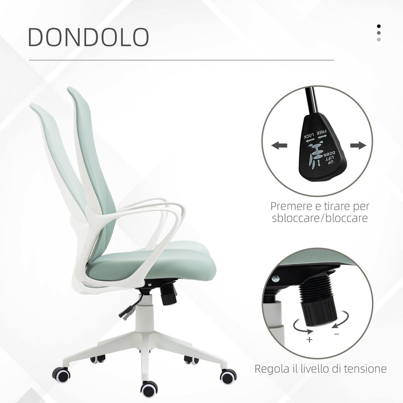 Sedia da Ufficio Ergonomica e Imbottita 62x56x110-119,5 cm Funzione Dondolo in Poliestere Verde  
