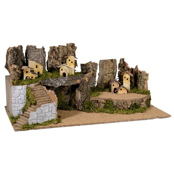 Krippe mit Häusern und Lichtern aus Holz 78x40x45cm Adami sconto