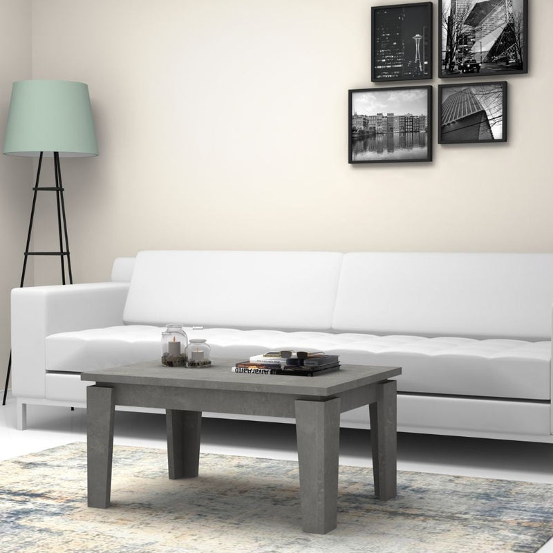 Tavolino basso da salotto 90x60x45 cm Coffee cemento