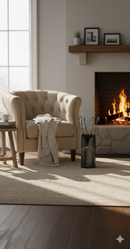 Trespolo per Attrezzi Camino Cilindrico Laccio con Paletta Scopino Attizzino e Pinza Ø15,2x62 cm in Ferro Verniciato Grigio Martellato