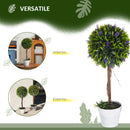 Set 2 Piante Artificiali Ø24x60 cm Verdi a Sfera con Fiori di Lavanda e Vaso con Muschio e Cemento    