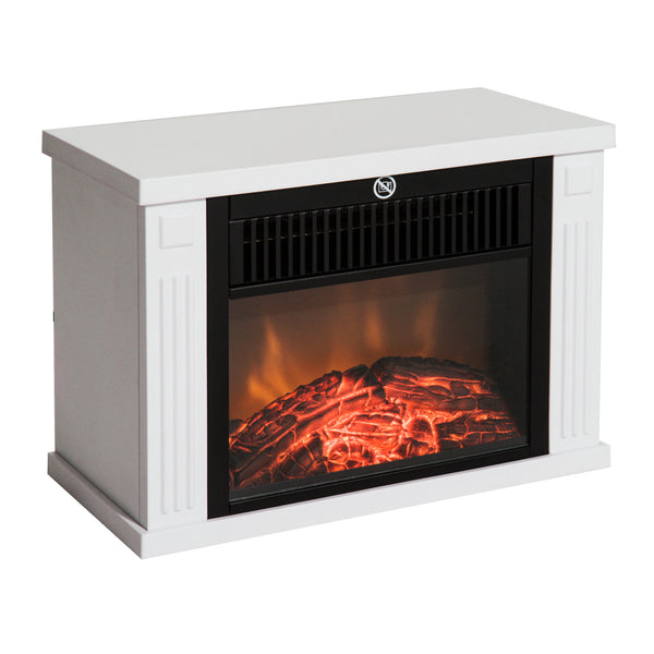 Camino Elettrico da Terra 600-1200W con Effetto Fiamma in Plastica e Vetro Temperato Bianco sconto