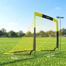 Porta da Calcio Pop-Up Pieghevole 150x110x110 cm con Borsa di Trasporto in Vetroresina Giallo      