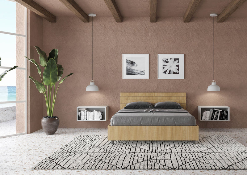 Letto Matrimoniale Francese Ankel Testata Doghe Inclinata  Quercia Varie Misure