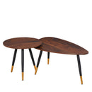 Set 2 Tavolini a Forma di Goccia in Legno Noce