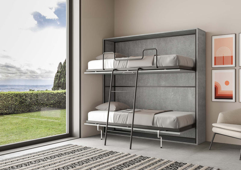 Letti Singoli a Scomparsa Salvaspazio Orizzontale Kando H191 cm Grigio