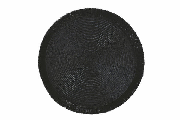 Set mit 6 runden schwarzen Tischsets mit Fransen 38 cm Villa d'Este Home Tivoli acquista