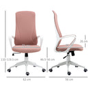 Sedia da Ufficio Ergonomica 62x56x110-119,5 cm Altezza Regolabile e Dondolo Seduta in Tessuto Elastico Rosa  