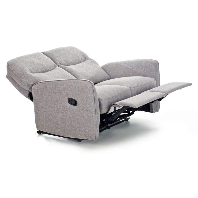 Divano Divanetto 2 Posti con Reclinatore Manuale in Tessuto Kube Marrone