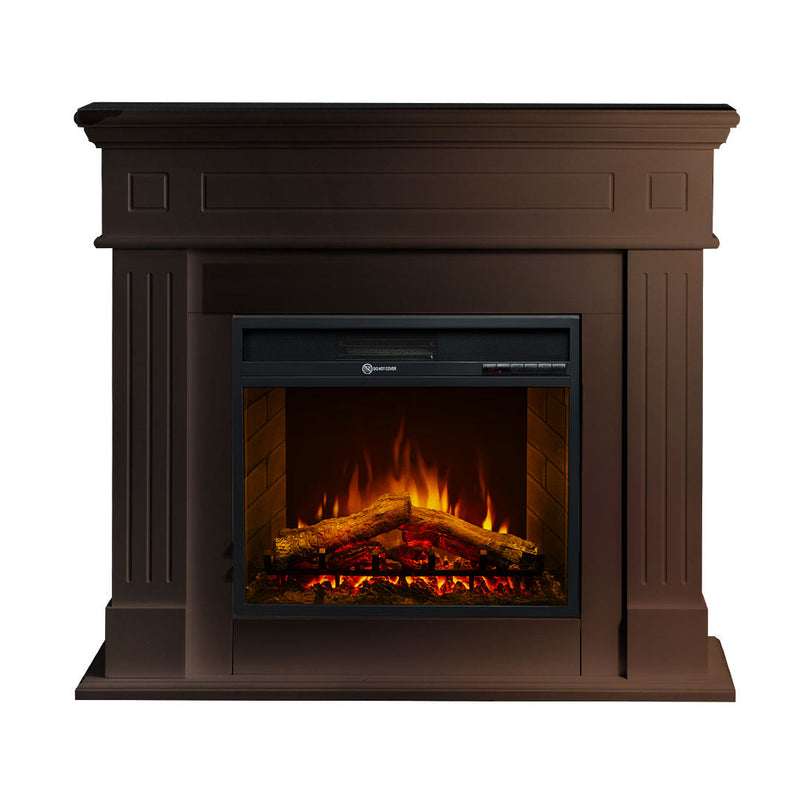 Camino Elettrico da Terra 110x36x100 cm Cambridge In Legno Noce      