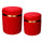 Set 2 Pouf Contenitore Ø35 cm e Ø39 cm in Tessuto Velluto Rosso