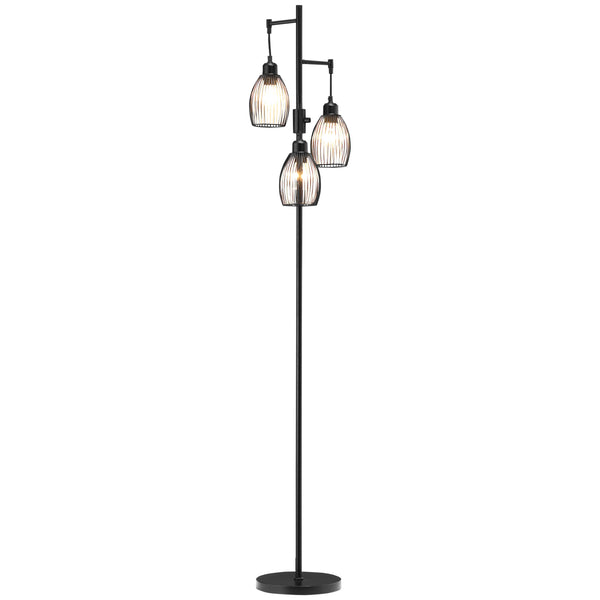 sconto Lampada da Terra Industriale 30x30x170.5 cm con 3 Paralumi e Intensità Regolabile in Acciaio Nero