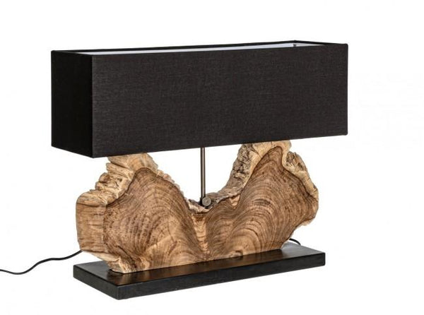 prezzo Tischlampe 60x20x55 cm E27 in Holz mit schwarzem Baumwollschirm