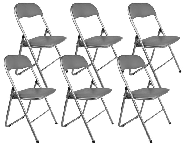 prezzo Set mit 6 Klappstühlen 45 x 45 x 45/80 cm aus Stahl und grauem, gepolstertem PVC