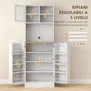 Credenza Moderna Dispensa da Cucina Porta Microonde 60x35x169 cm Armadietto con Portaspezie Bianco  