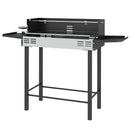 Barbecue a Carbone a 3 Livelli con Mensole Pieghevoli e Girarrosto 118x32x90 cm in Acciaio Inox Nero