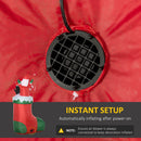 Babbo Natale Gonfiabile 90x50x149 cm con Pinguino Calza Natalizia e Luci LED