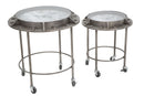 Tavolo da Caffé Bolt Coppia Ø59,5x64-45x52 cm Legno e Ferro Grigio