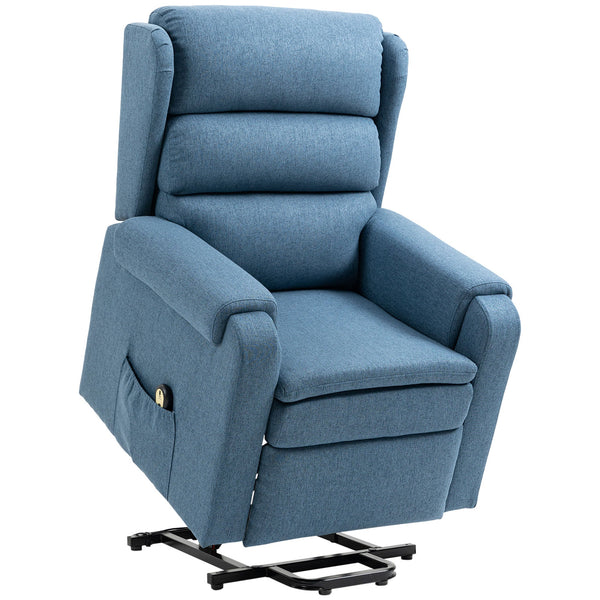 Poltrona Alzapersona Elettrica 85x88x109 cm in Tessuto Effetto Lino Blu online