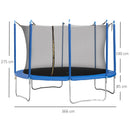 Trampolino Tappeto Elastico Ø370x275 cm in Acciaio con Rete e Bordo Imbottito Blu e Nero