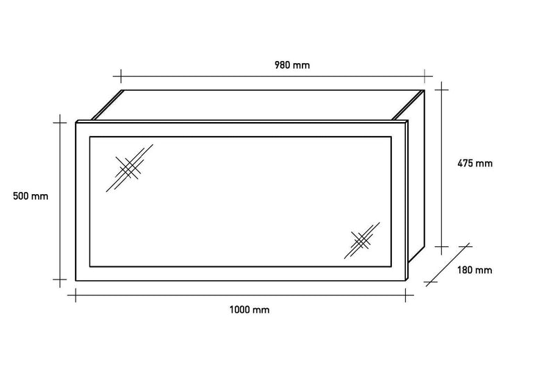 Specchiera 1 Anta in Melaminico 100x18x50cm TFT Bali Piombo Specchio