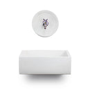 Lavello Rettangolare 45x35 cm con Rosone Installazione a Muro in Cemento Madrid Bianco    