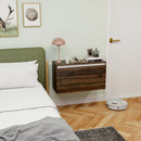 Comodino Sospeso 80x30x45 cm con Cassetto Senza Maniglie Noce   
