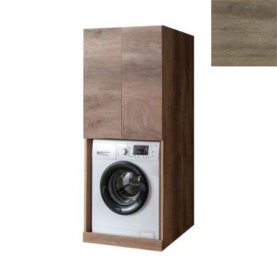 Mobile Lavanderia a Colonna per Lavatrice o Asciugatrice con 2 Ante Installabili Sopra o Sotto 70x70x174A cm in Nobilitato Unika Olmo Naturale