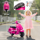 Moto Elettrica per Bambini Licenza Vespa Batteria Ricaricabile 6V Rotelle e Luci Rosa      