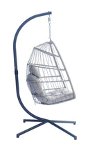 Amaca Dondolina da Giardino 96x198x115 cm in Corda e Alluminio Grigio e Antracite