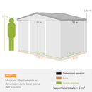 Casetta Box da Giardino Porta Attrezzi 277x195x192 cm con Porte Scorrevoli in Acciaio Marrone 