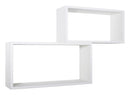 Set 2 Mensole Cubo da Parete Rettangolare in Fibra di Legno Bislungo Bianco